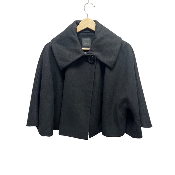 Express Y2K Cropped 3/4 Sleeve Wool Swing Jacket - Picture 2 of 7